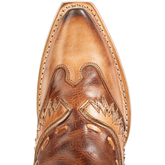 Women's Brown Floral Embroidered Cowgirl Boots Chunky Low Heels Pull On - Picture 7 of 7